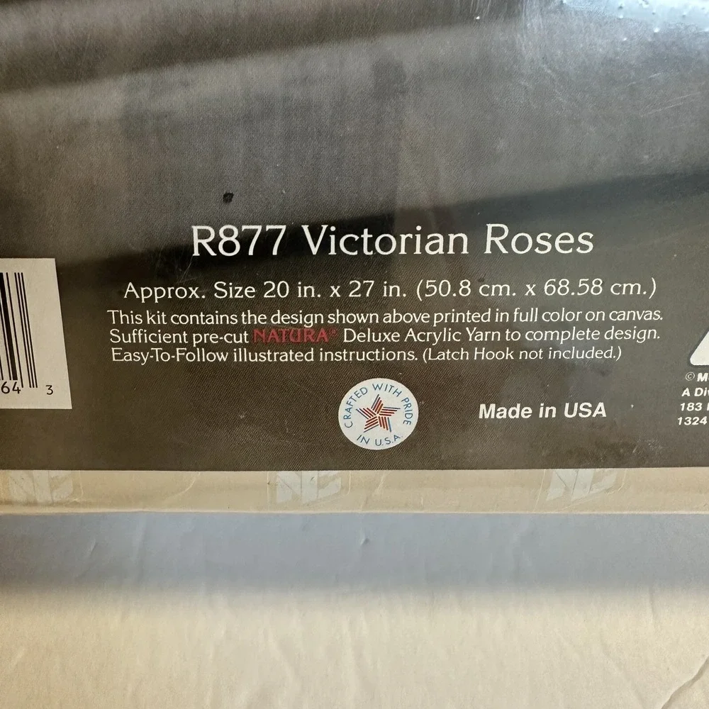 National Yarn Crafts Latch Hook Kit Victorian Roses R877 Made in USA 1988 New